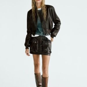 Brand New Zara Faux Leather Mini Skirt SZ L